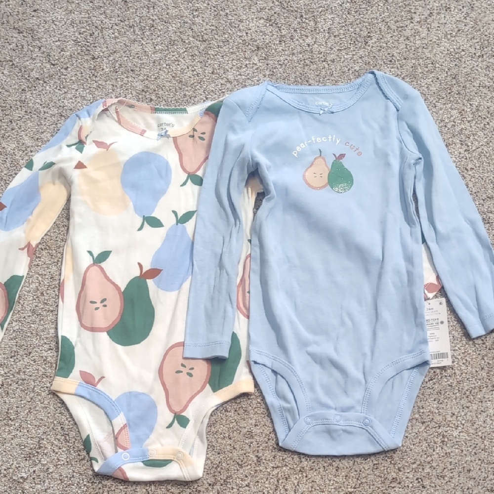 Carter's Peach and Blue Long Sleeve Bodysuits